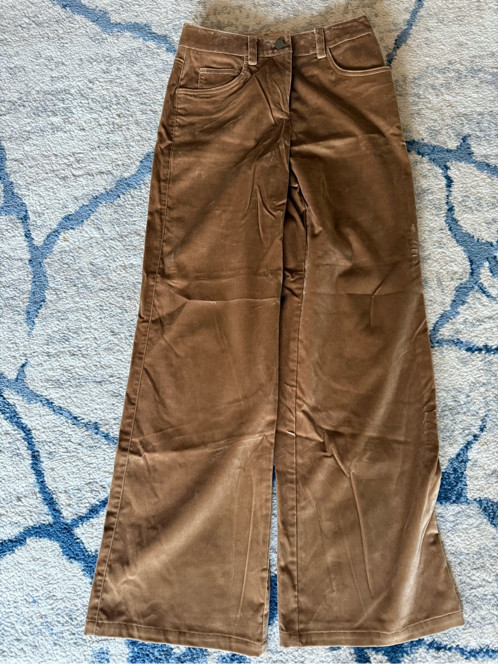TWP Varick Dark Camel Cotton Velveteen Wide Leg Pants Size 0 NWT $550 - Picture 2 of 7